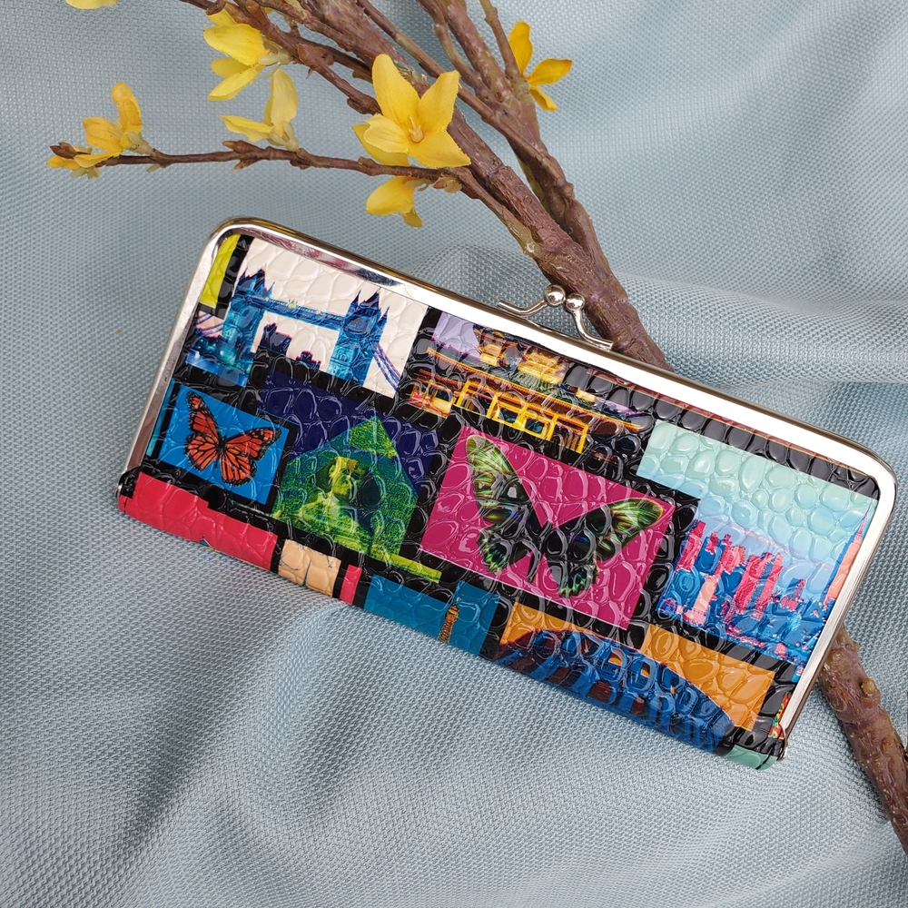 Icing Multi-Color Butterfly Print Clutch Wallet